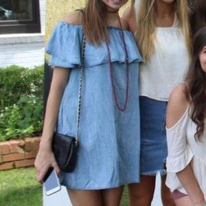Off the Shoulder Chambray Dress
